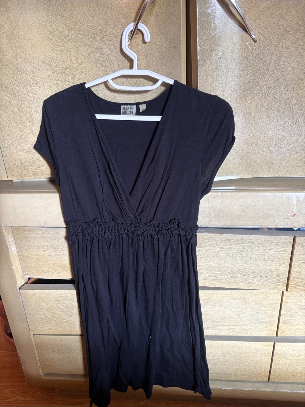 Make + Model Black V-Neck Smocked-Waist Dress